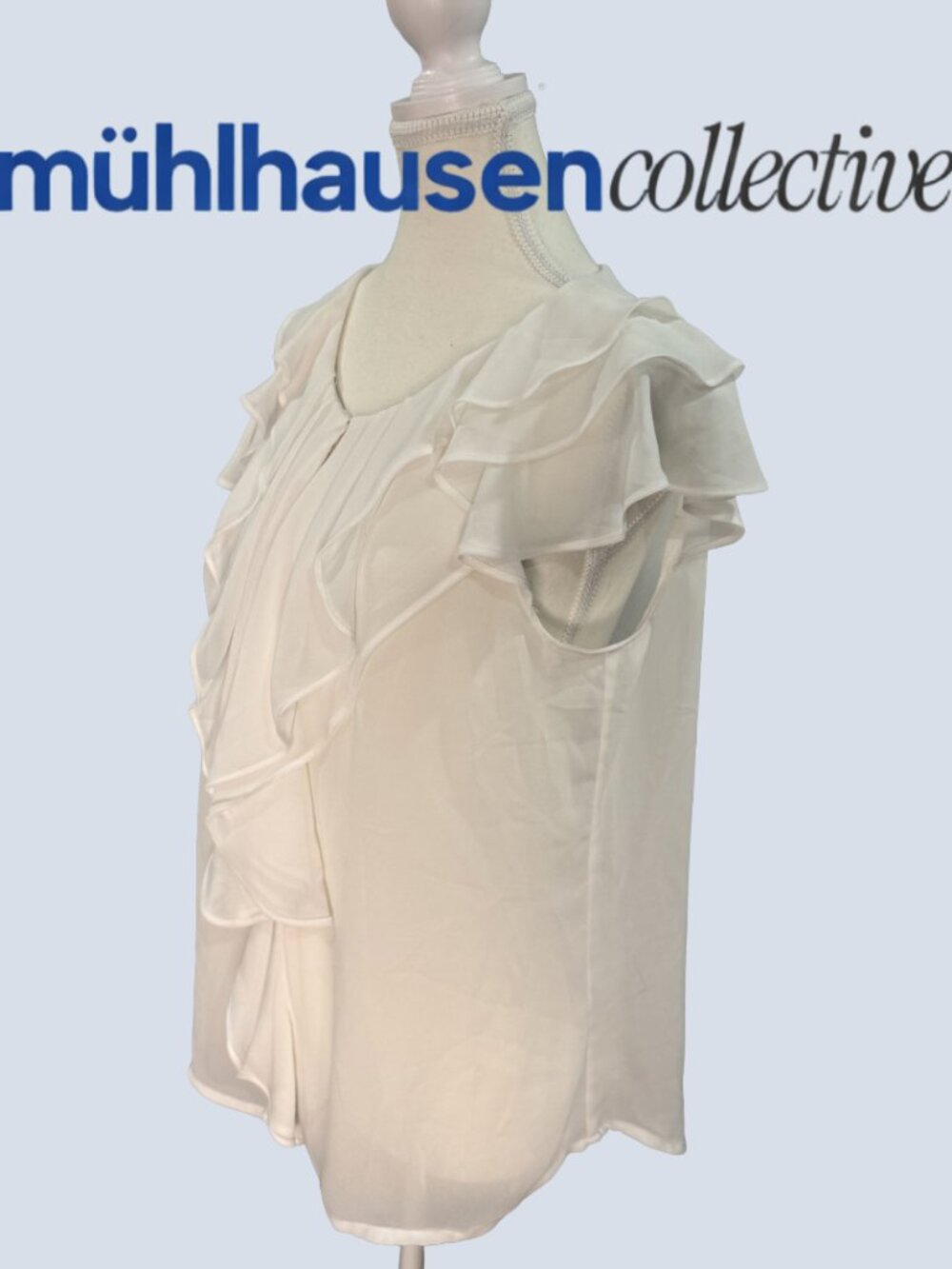 H&M Cream Ruffle Front Blouse - Picture 3 of 4